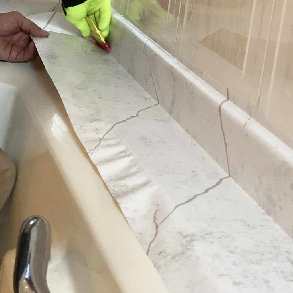 Vinil Adesivo Imprimax PisoMax Mármore Branco Marquina Matte 1m x 1,22m  Para Pisos, Tetos, Portas, Móveis.