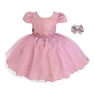 Vestido Infantil Festa Luxo Menina Borboleta Rosa Liso Tiara em Oferta na Shopee