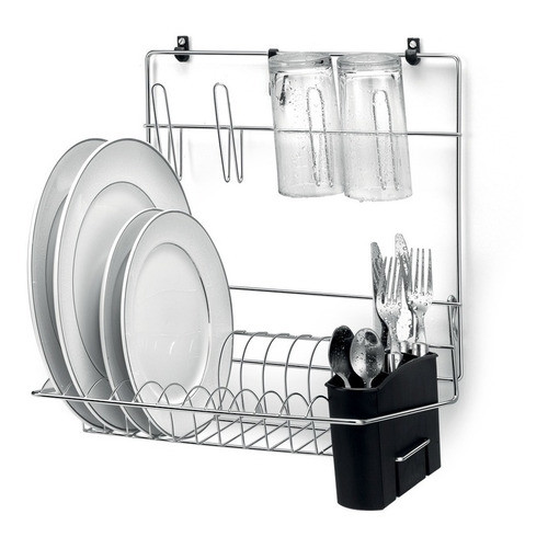 Escorredor De Parede De Inox Para Talheres Copos Pratos Organizador Cook Home Cromado Arthi em Oferta na Shopee