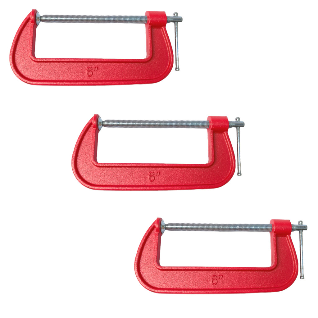 Kit 3 Grampos Sargento Tipo C 6 Polegadas em Ferro Reforçado