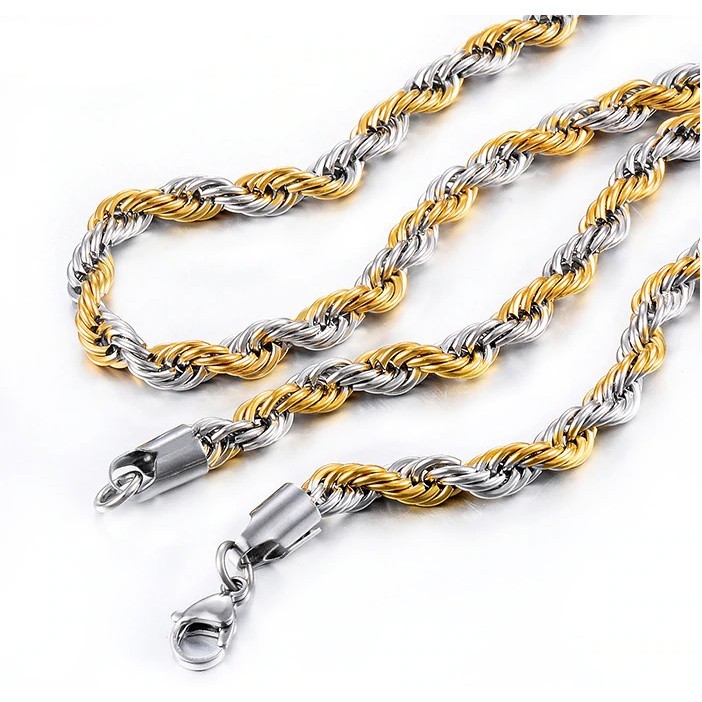 Corrente Masculina 60cm 4mm Aço Inox Duas Cores