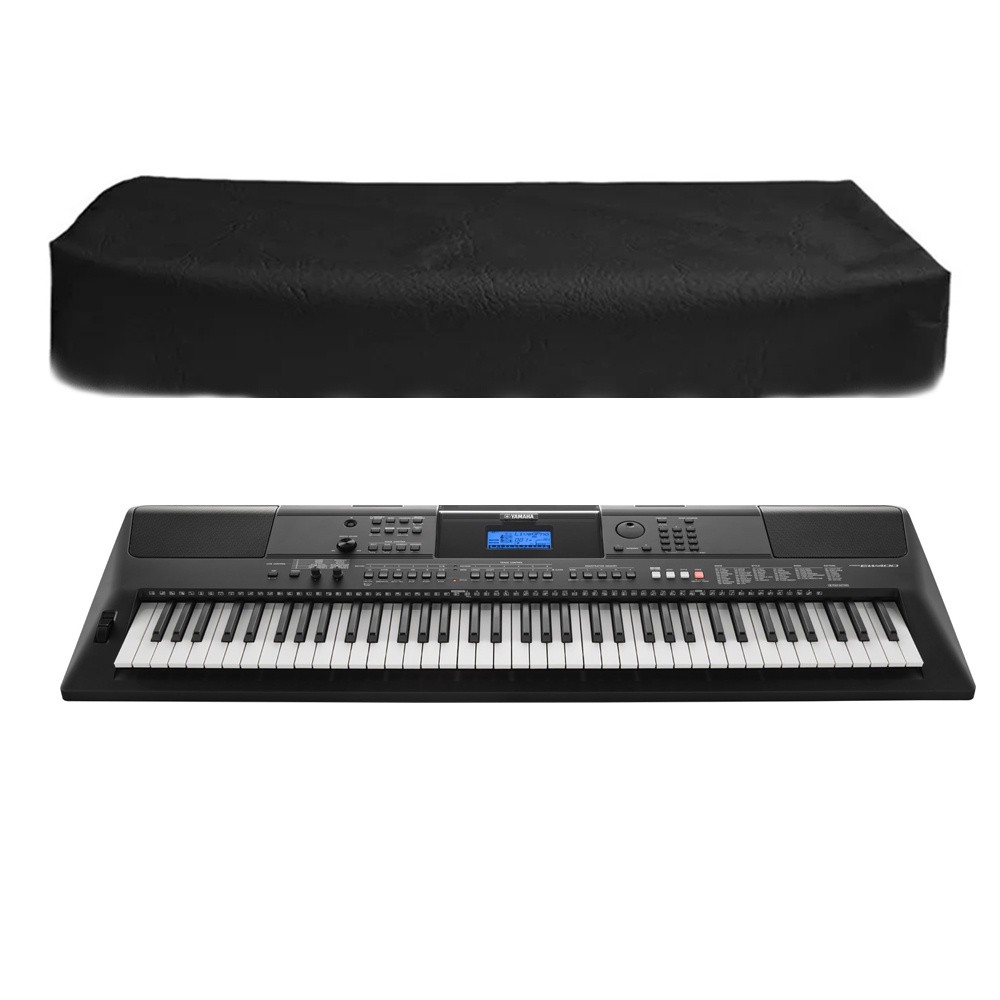 Capa Para Teclado Musical PSR-EW400 Preta Impermeável Flanelado Uv