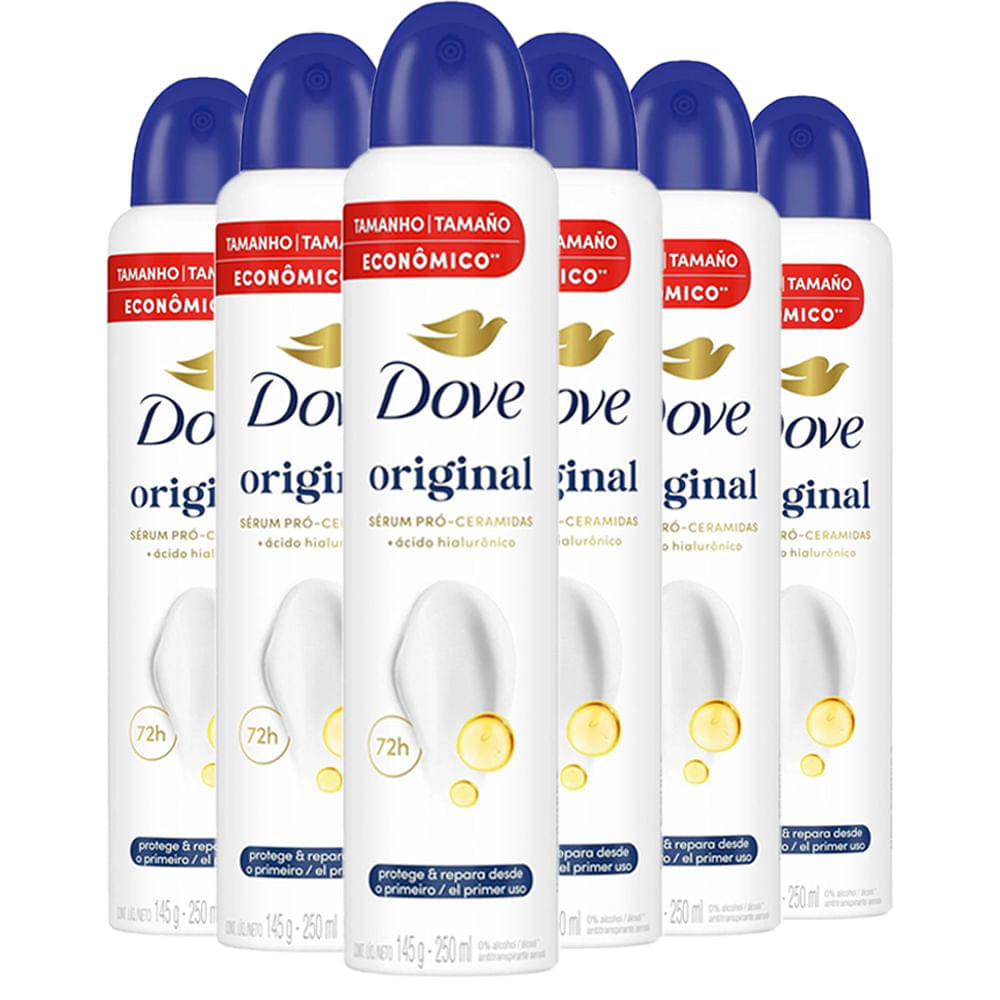Kit Desodorante Aerosol Dove Original 250ml - 6 Unidades - Beauty