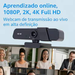 Camera Webcam Usb 4k Hd Com Tampa De Privacidade 3840x2160p
