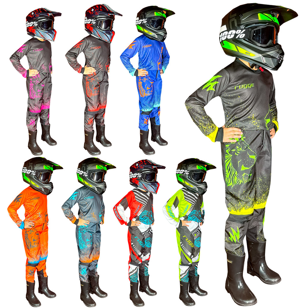Conjunto Farda Motocross Infantil Trilha Offroad Cross Rugge