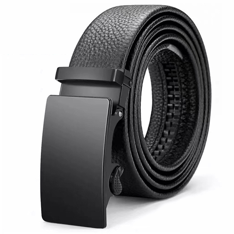 Cinto masculino de couro com fivela automática de catraca metálica 115cm comprimento Yobel.Loja