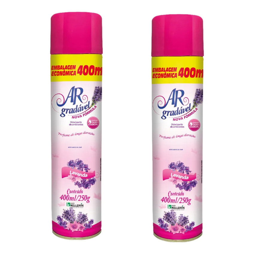 Kit Bom Ar Gradavel Odorizador De Ambientes Lavanda 400ml 2UN