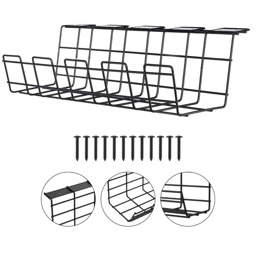 Organizador Suporte Bandeja de Fios Cabos Régua Carregador para Mesa de Escritório em Metal 43cm