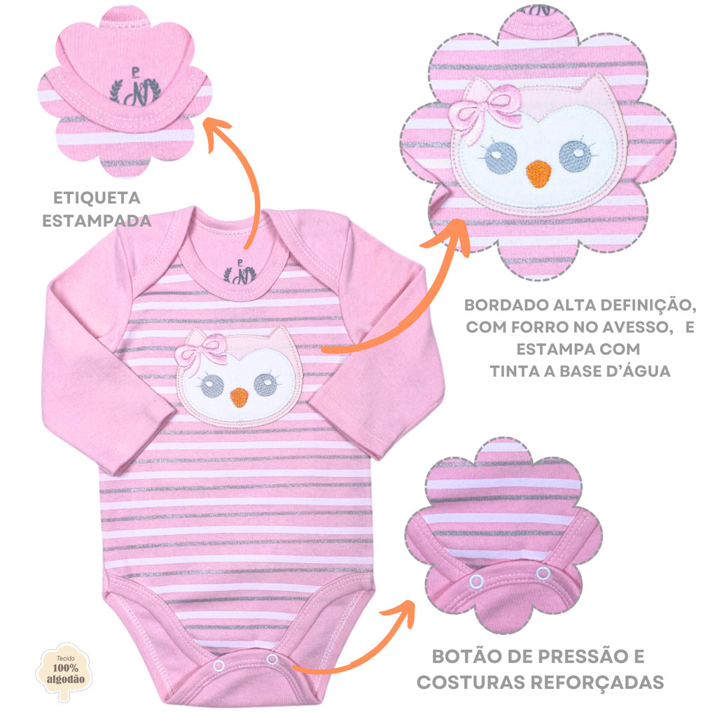 Kit Body Longo e Calça Bebê Infantil Premium Antialérgico em Oferta na Shopee