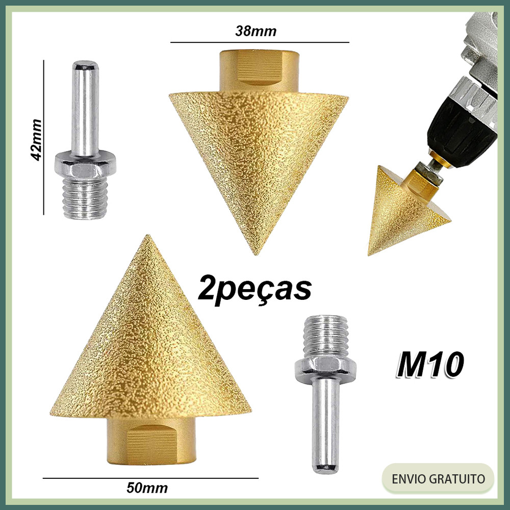 Escareador 2x para rosca M10 Rebarbadora angular Escareador de diamante Escareador de broca Hastes de ligação