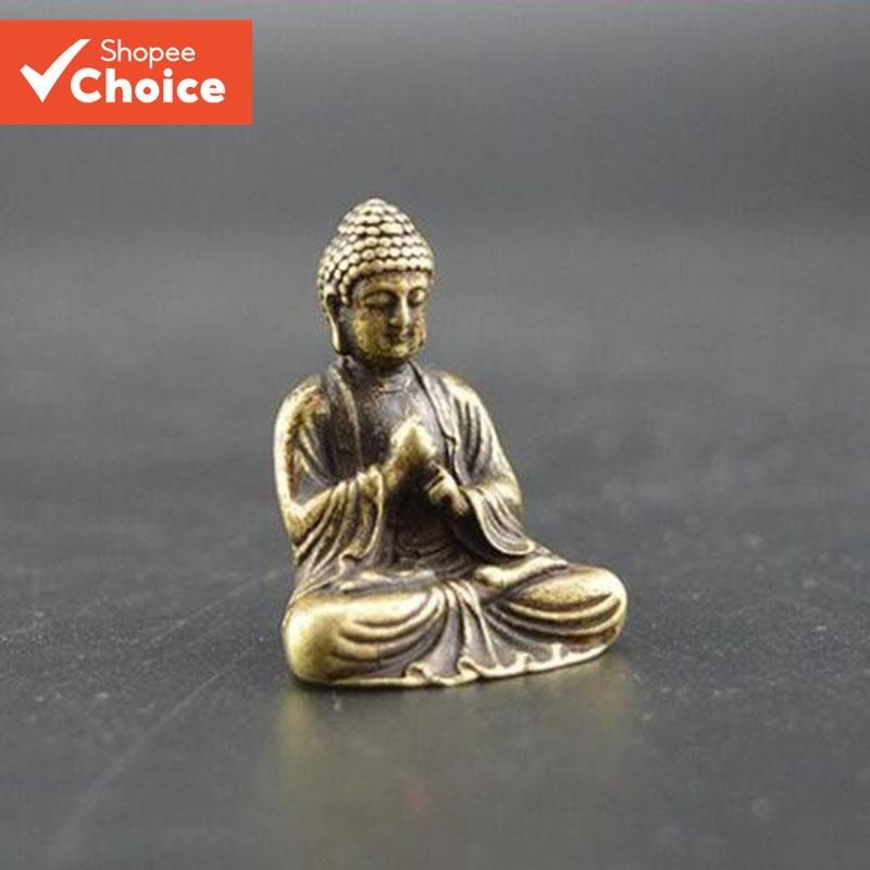 Imagem Budismo Chinês Cobre Puro Bronze Sakyamuni Estátua De Buda Ornamento De Mesa Coração Latão Chá Antigo Animal De Estimaçã