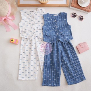 Owlet-Jennie Ribbon Oneset – Conjunto Feminino De Calças Culottes Top Colete Modelos De Moda Para Meninas De 1 A 8 Anos