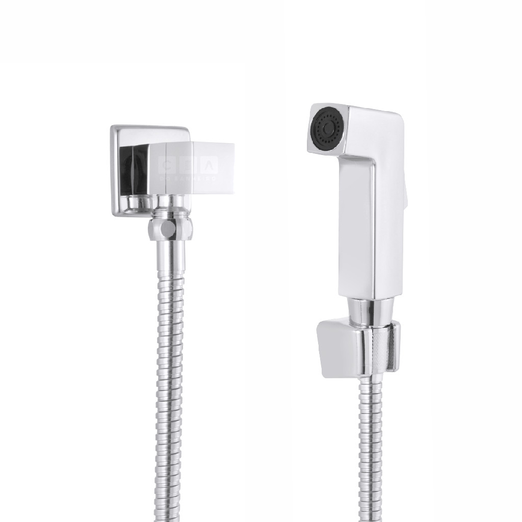 Ducha Higienica Quadrada Luxo Cromada 1739 Completa