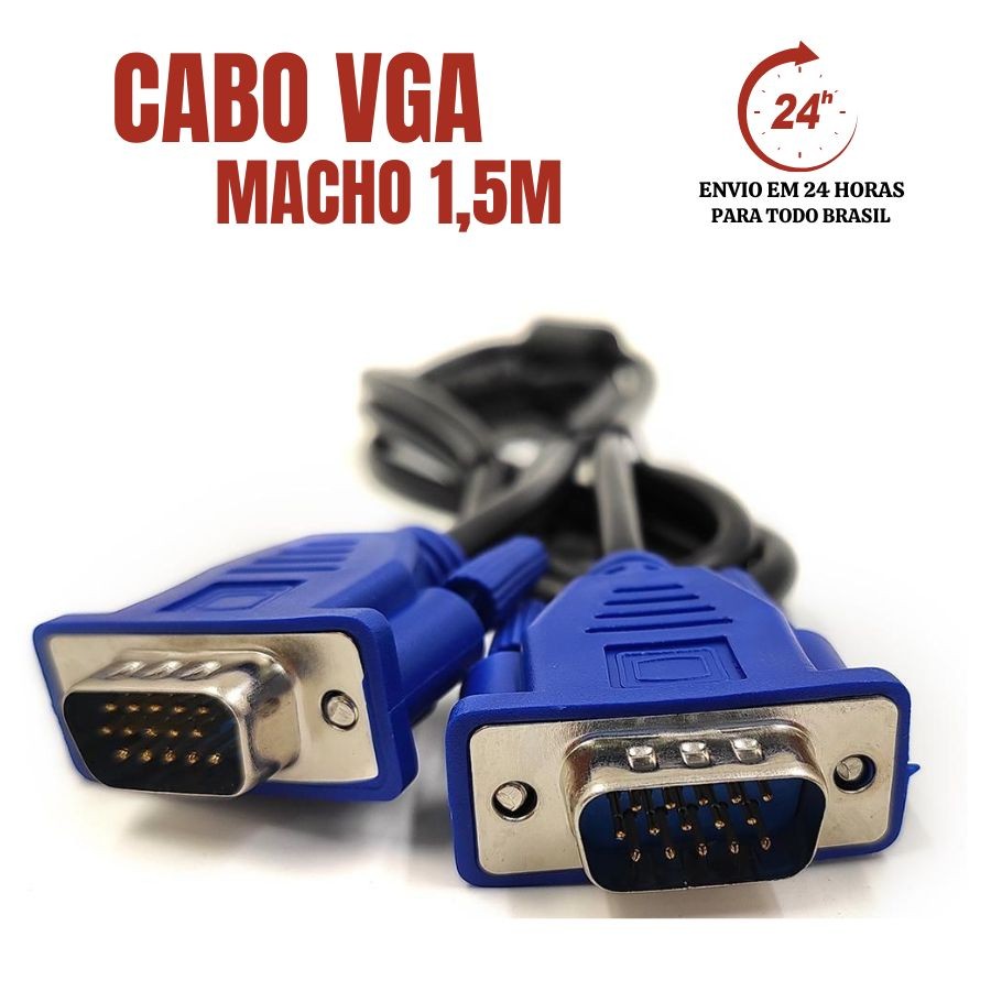 FIX Cabo Vga/vga Para Monitor 1.5m Cabo Vga Para Monitor Macho Lcd Pc Tv Projetor 1,5 Metros