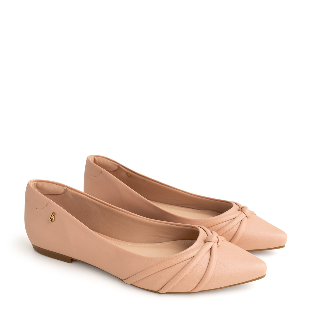 Sapatilha Nude Rosado Bico Fino Enfeite Nó 100070.10_2 - Women Shoes