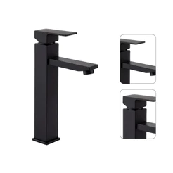 Torneira Banheiro Misturador Monocomando Preto Fosco Bica Alta Aço Inox Luxo Com Engate Rabicho Luxo