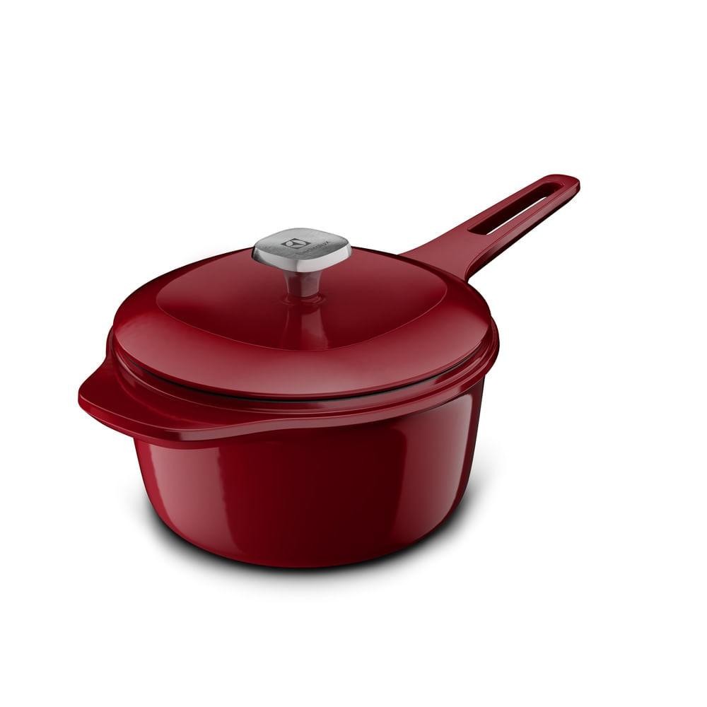 Detalhes do Panela de Ferro Fundido Esmaltado Molheira Electrolux Expert 20cm Vermelha