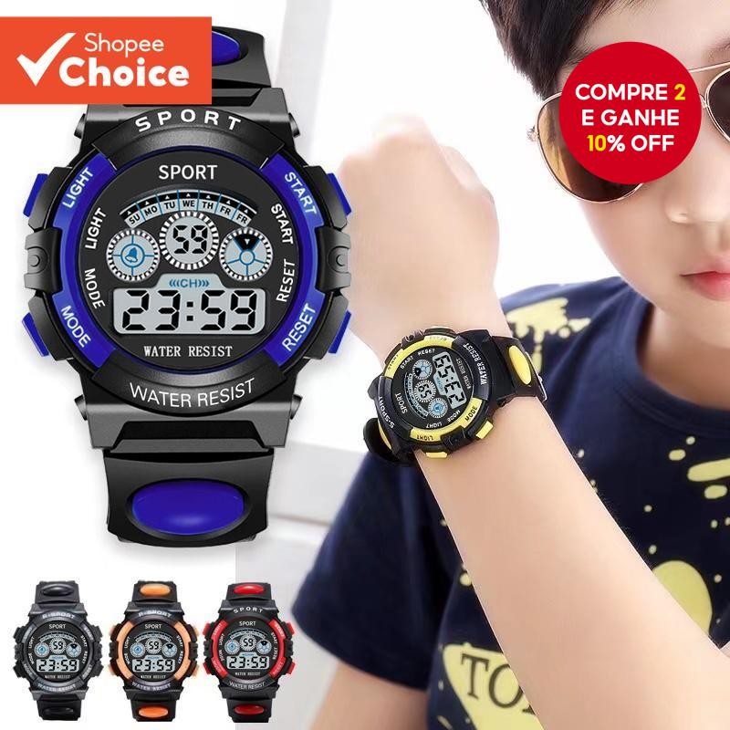 Relógio LED Esporte À Prova Dwaterproof Água Digital Crianças Meninos Meninas Pulseira De ...