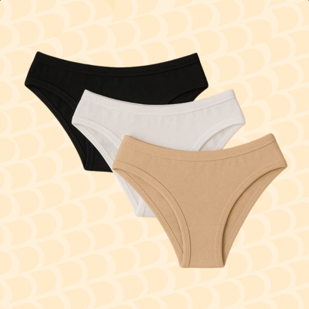 Kit com 3 Calcinha Feminina Básica Lisa Cintura Baixa Tecido em Microfibra Confortável AIA07073