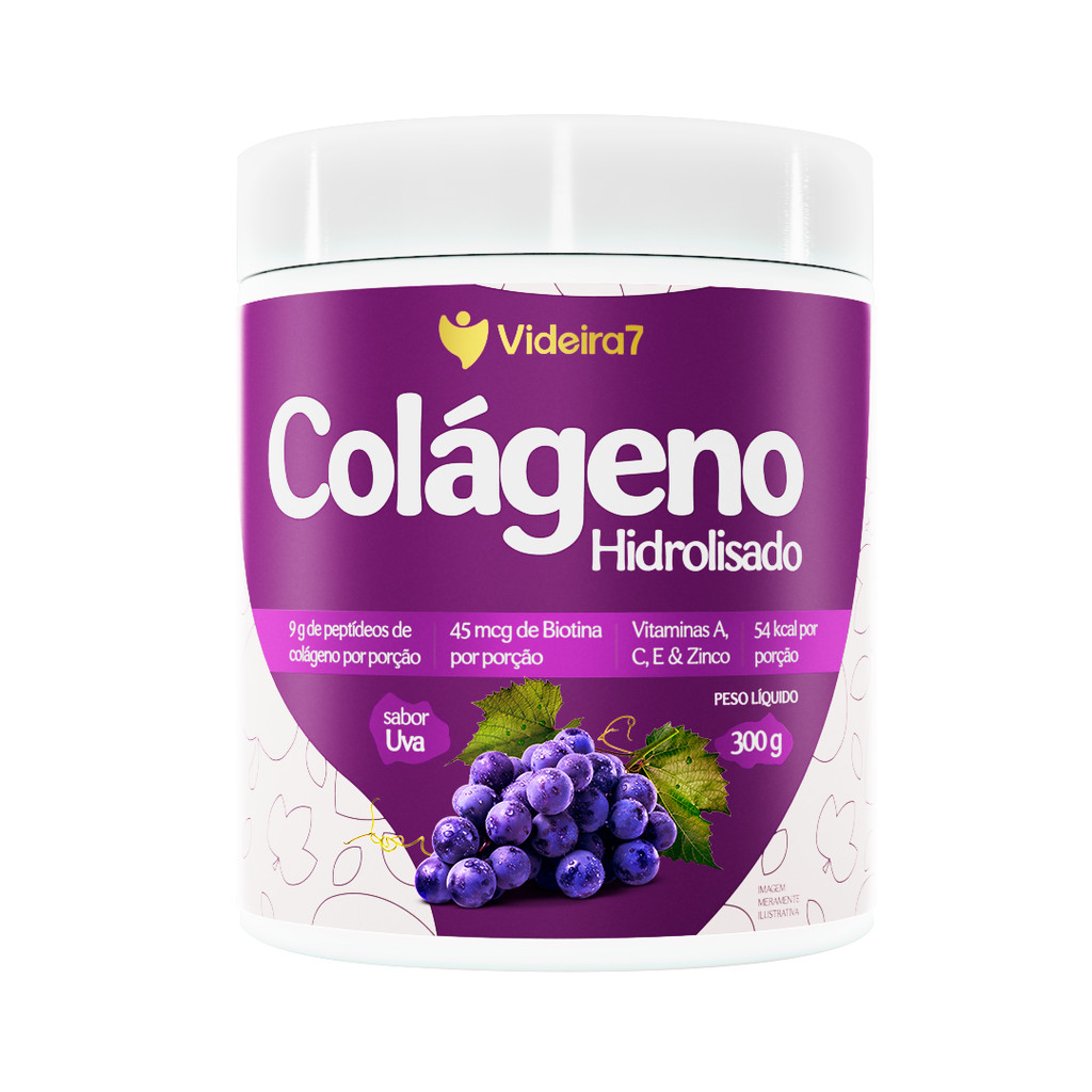 Colágeno Hidrolisado + Vitaminas e Minerais – Sabor Uva 300g