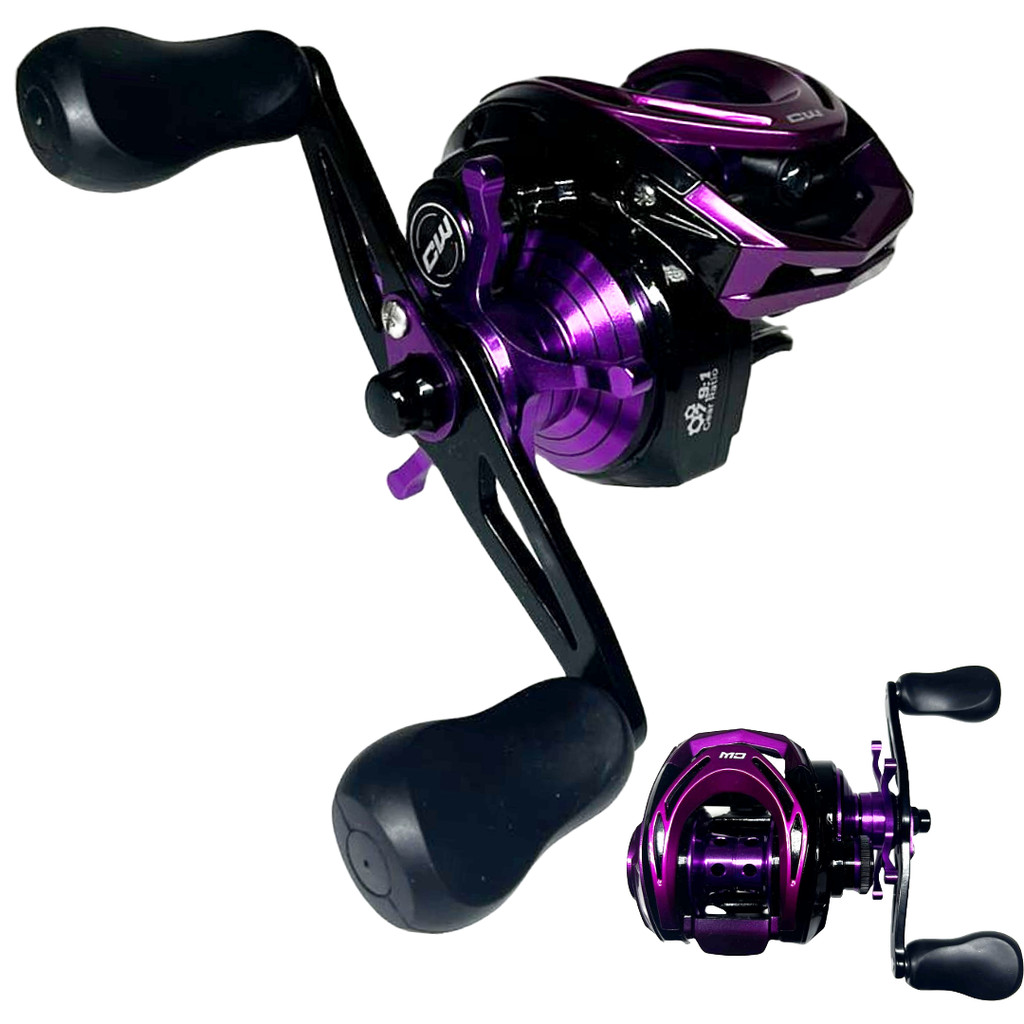 CARRETILHA DE PESCA CW MG PINK - 9 ROLAMENTOS - DRAG 8KG - COROA/PINHAO EM BRONZE