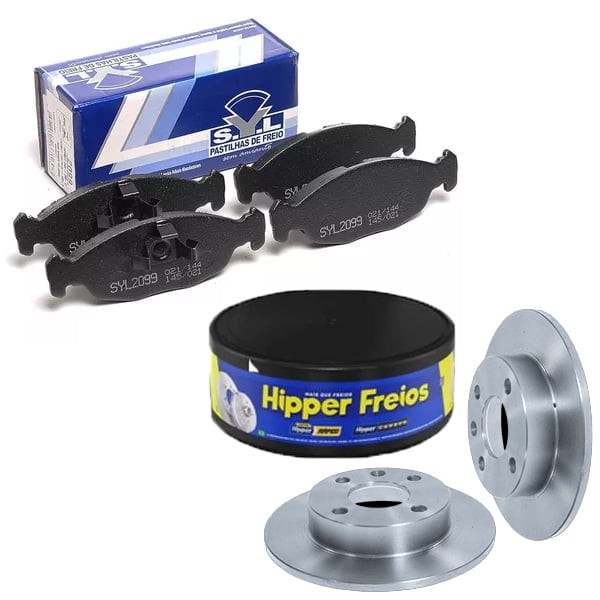 Kit Disco Freio Sólido + Jogo Pastilha Freio Corsa Classic 1.0 2010 a 2016 – HIPPER FREIOS / SYL