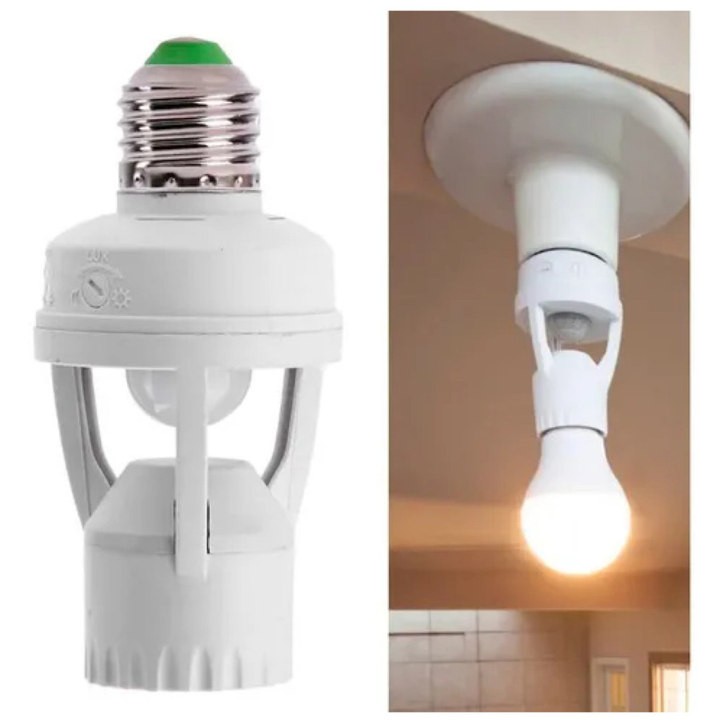 Sensor De Presença Com Fotocélula Soquete Lâmpada Bocal Giratoria