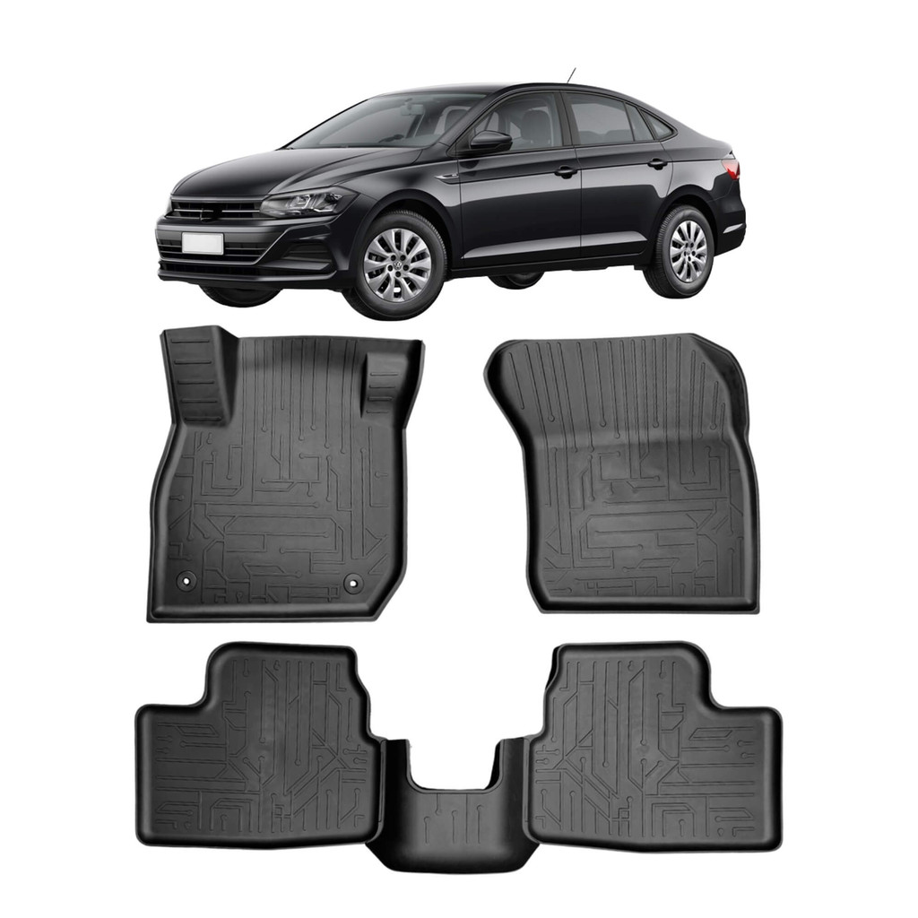 Tapete tipo Bandeja 4P Preto modelo Virtus 2018 em diante c/ 5 Peças Grid - TB05003 em Oferta na Shopee