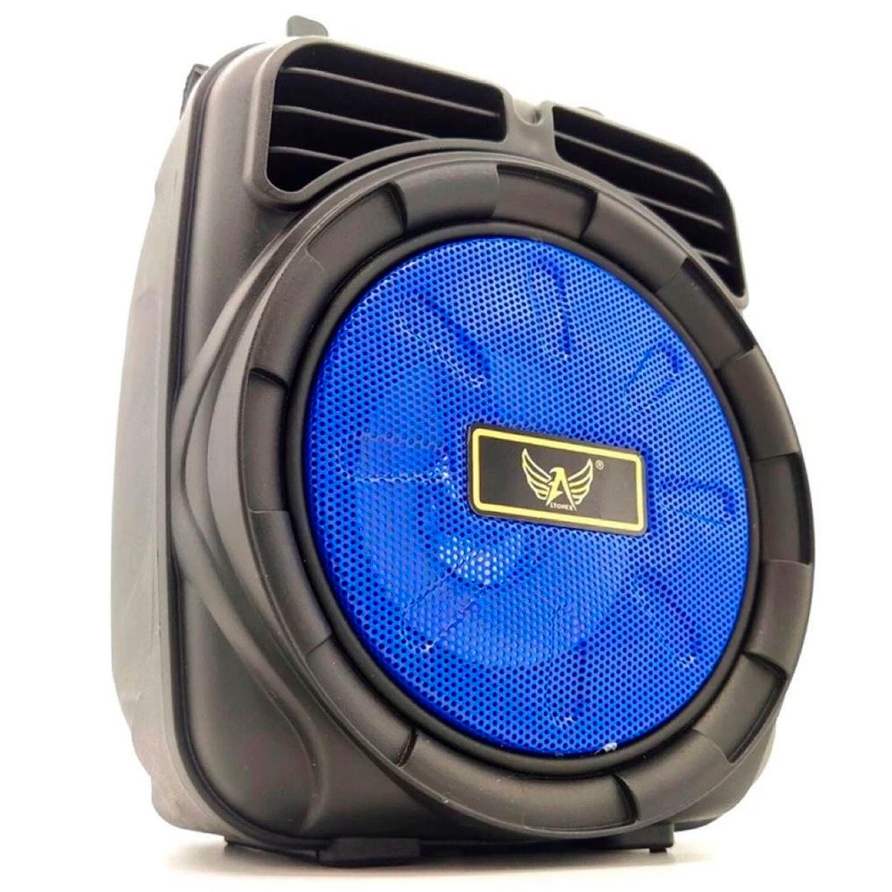 Caixa De Som Com Rádio FM Portátil Bluetooth LED Azul USB SD