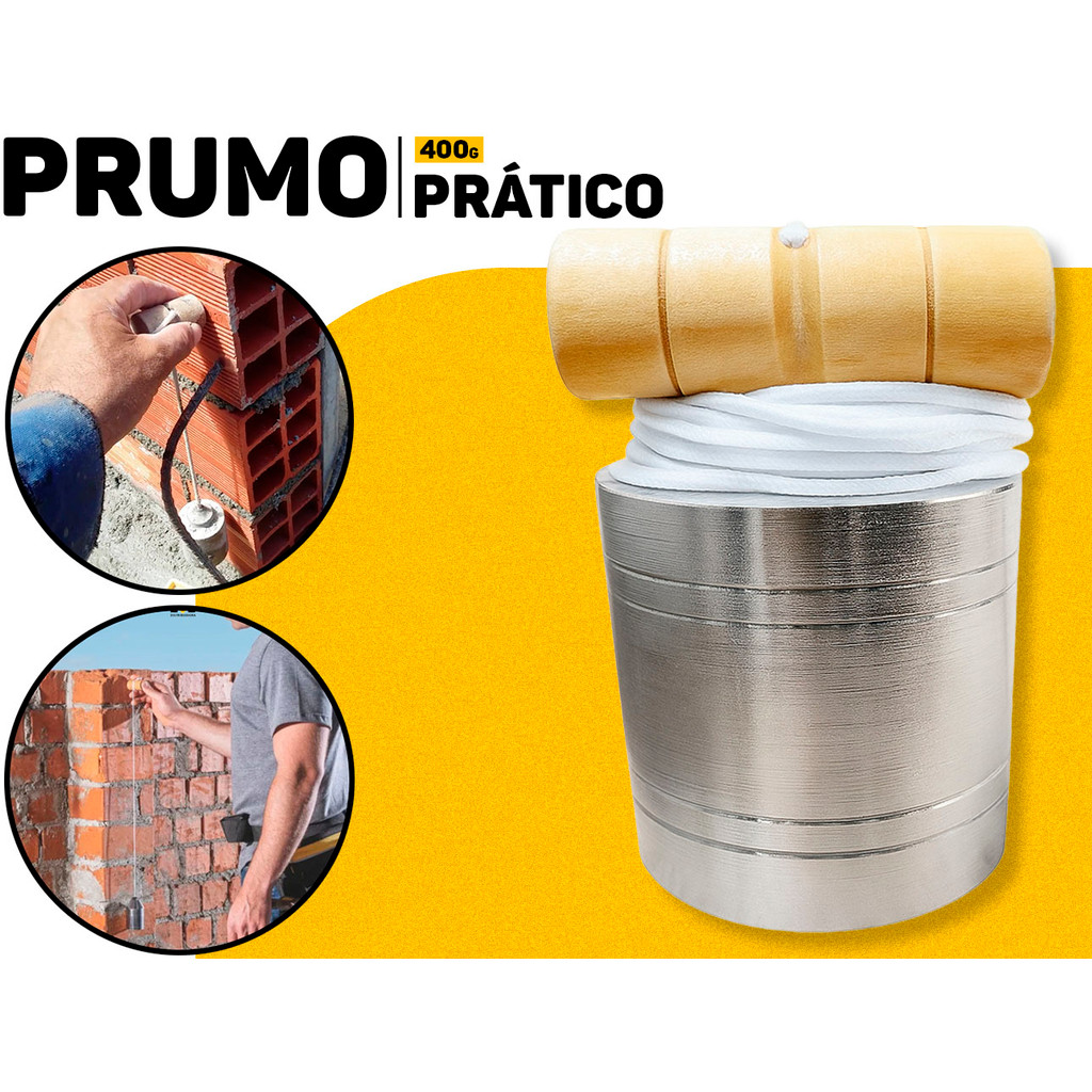 Prumo De Parede 400g Fertak Metal C/ Apoio De Madeira P/ Construção E Alvenaria Ferramenta Profissional	 em Oferta na Shopee
