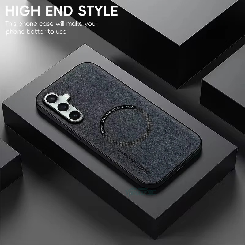 Capa De Telefone De Couro Magnético Para Samsung A56 A55 A36 A26 A17 A16 A15 Proteção À Prova De Choque Magsafe