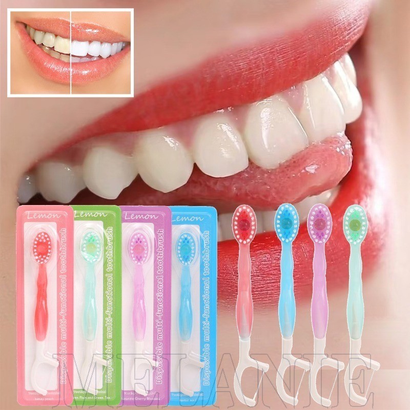 Escova De Dentes E Fio Dental 2 Em 1-Cerdas Macias Portáteis Com Pasta De Dente-Kit De Escovas Descartáveis Para Viagem-