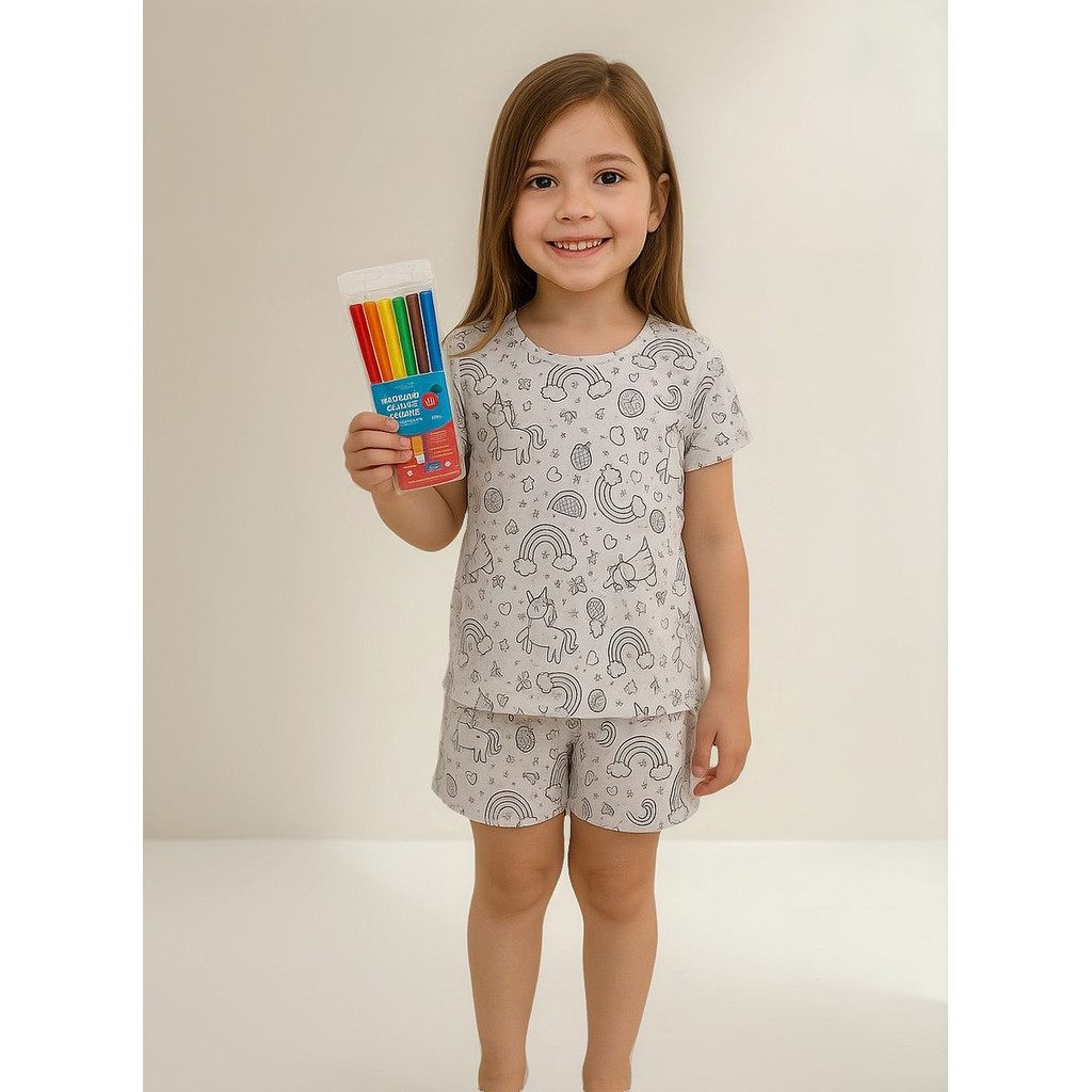 Pijama Infantil Para Colorir Pintar Desenho Criança Menino E Menina