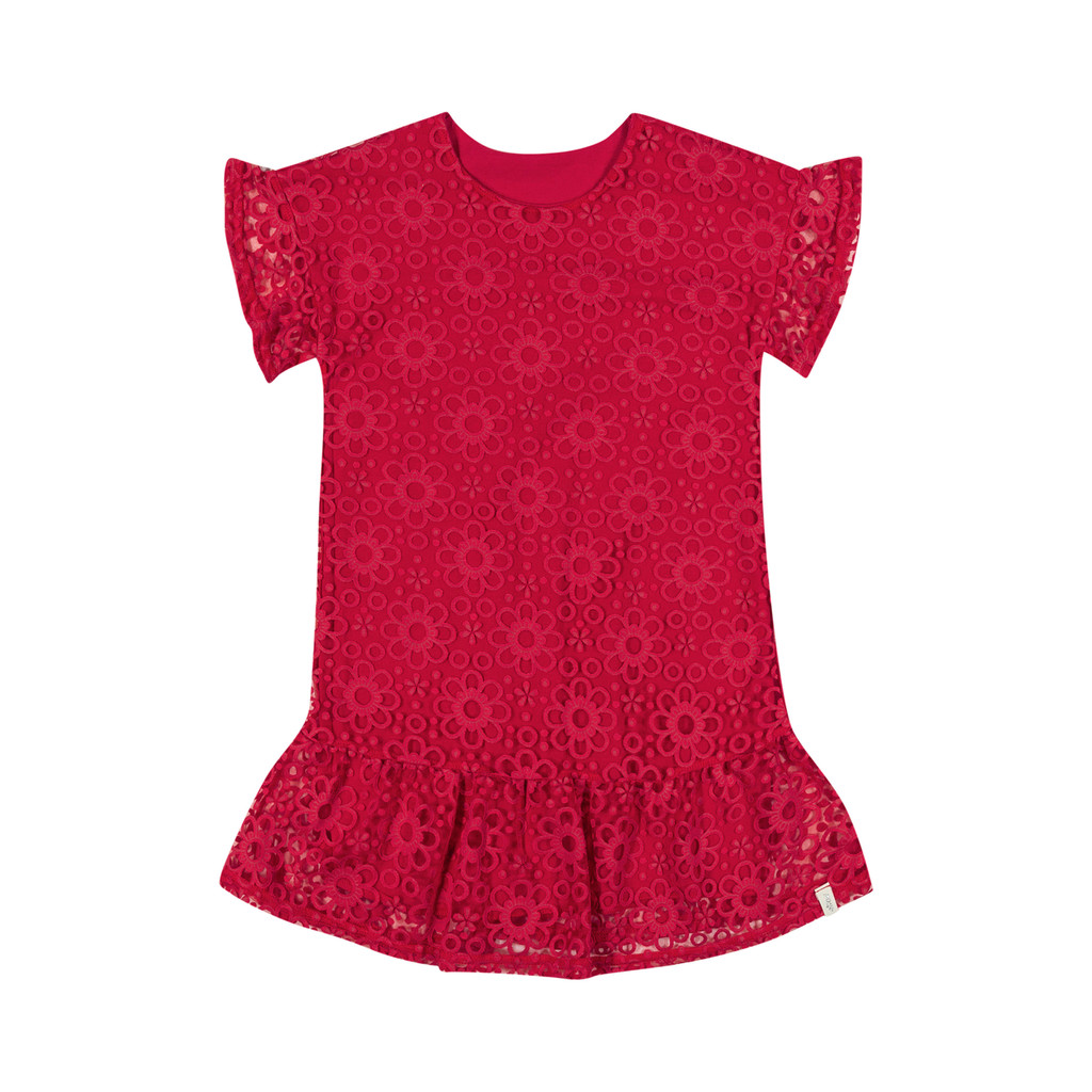 Vestido Infantil Menina Floral Elian Vermelho - Baby & Kids Fashion