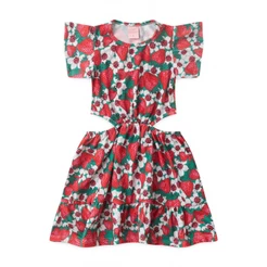 Vestido Feminino Infantil Campo De Morangos