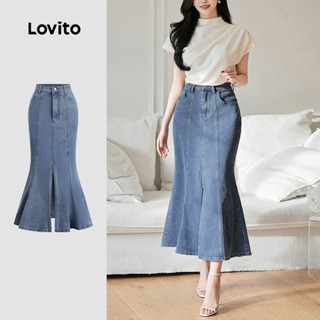 (New) Lovito Saia Jeans Casual de Primavera/verão para Mulheres L143ED443 em Oferta na Shopee