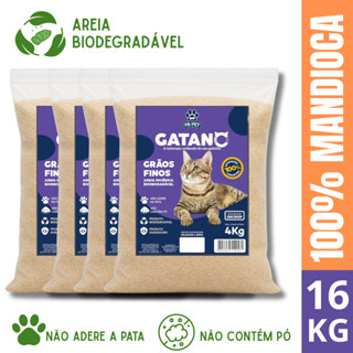 Kit 4 Areia De Gato Biodegradável 100% Mandioca Ultra Aglutinante 16kg em Oferta na Shopee
