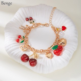 Benge Vermelho Cereja Coração Arco Pingente Pulseira Moda Retro Presente Do Feriado Festa Acessório Carnaval Concerto em Oferta na Shopee
