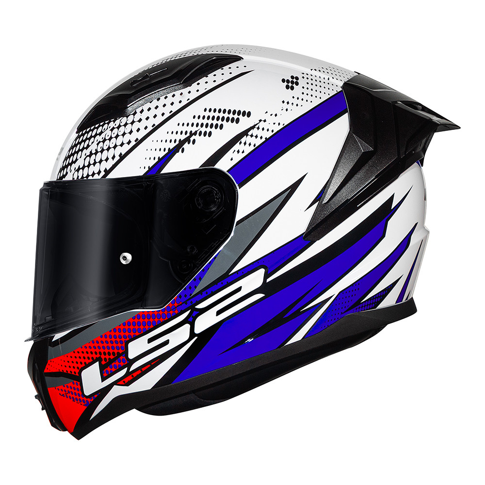 Capacete LS2 FF810 Vigo Flight Branco Azul e Vermelho Mais Viseira Camaleão
