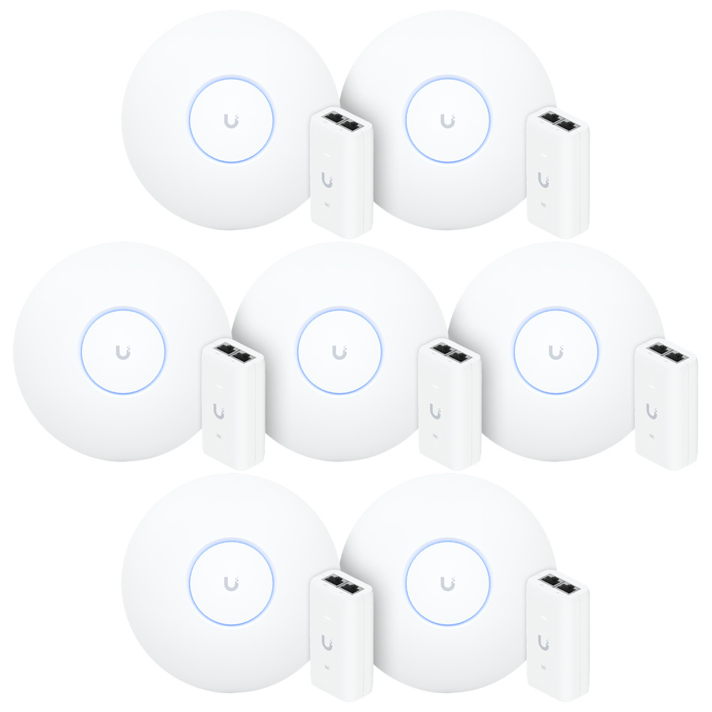 7 U6 Pro Ubiquiti Com 7 Fontes 48V 15W | 7 Roteadores WiFi 6 Access Point 5.3 Gbps + 7 Injetores PoE