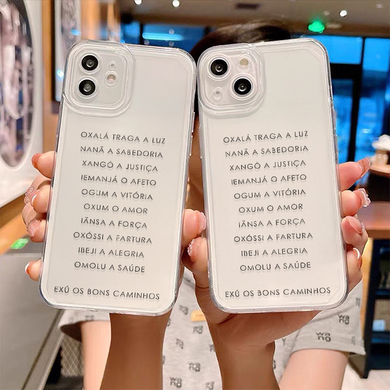 Capinha orixas minimalista para iphone 11 12 pro 13 14 15 16 pro max 14plus 15 16plus 13 pro capa transparente em Oferta na Shopee