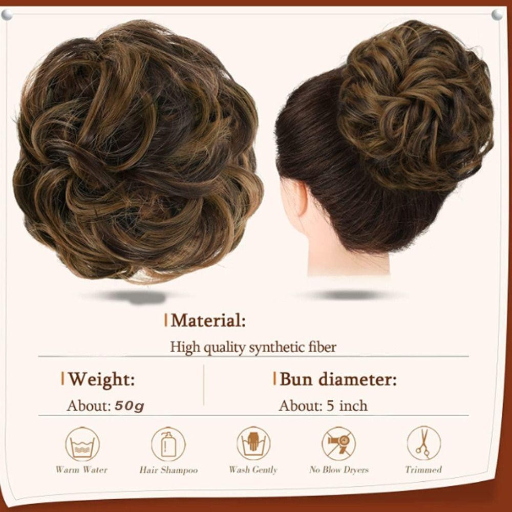 Coque De Cabelo Encaracolado Bagunçado , Extensões Ondulado Pedaço Sintético , Garra Natural — imagem 2 de 2