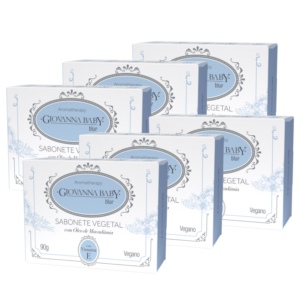 Kit 6unid Sabonete Vegetal Giovanna Baby Blue 90g