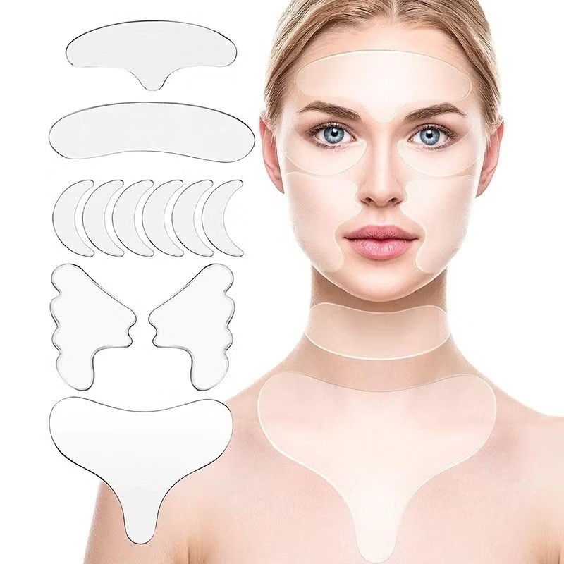 Adesivo de Silicone Anti-Rugas 11 Peças Para Rosto Testa Busto e Pescoço em Oferta na Shopee