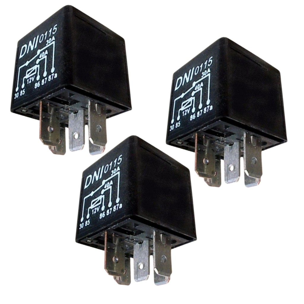 Kit 3 Relé Auxiliar Duplo 12V 40A/30A 5 terminais Compatível Fiat Ford Gm Vw Dni0115 em Oferta na Shopee