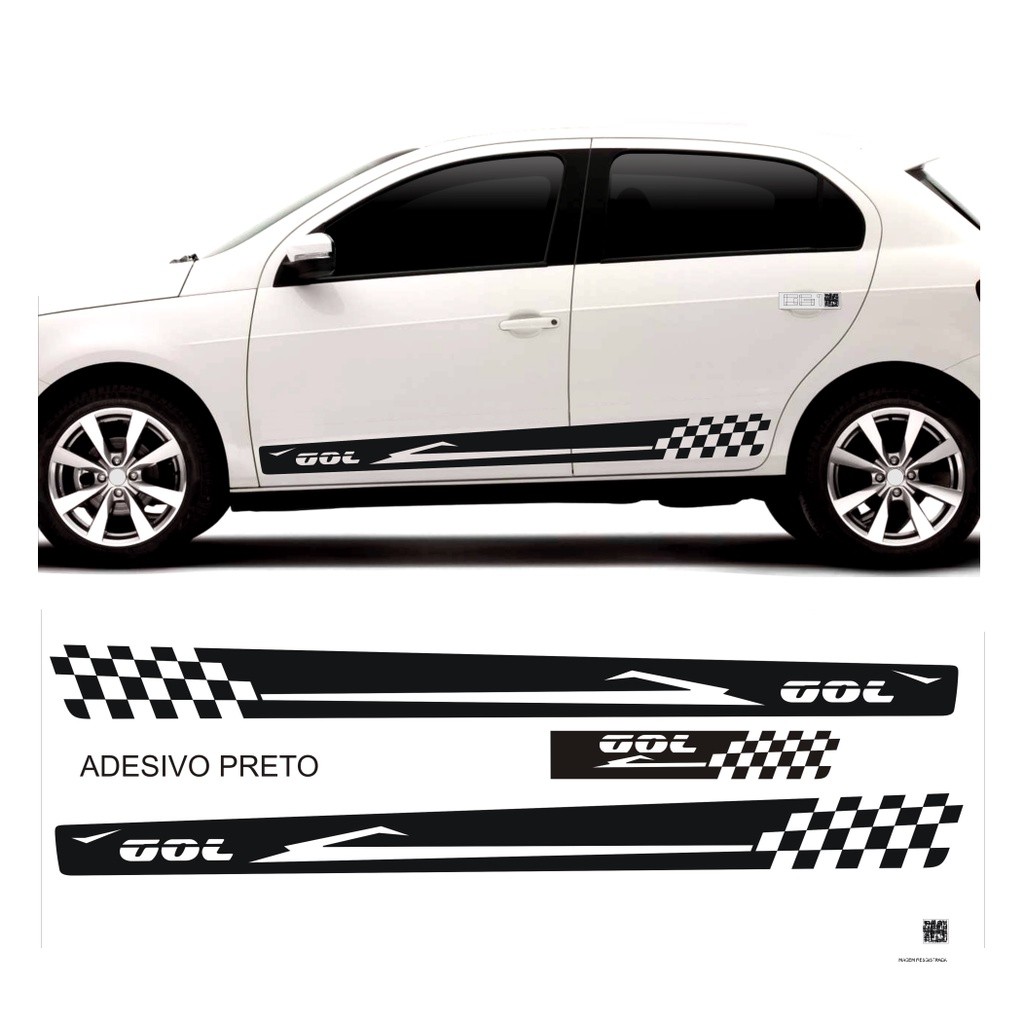 Adesivo Tuning Para Gol Serve Para Gol G2, G3, G4, G5, G6, G7 Faixa Lateral Modelo GG1PR