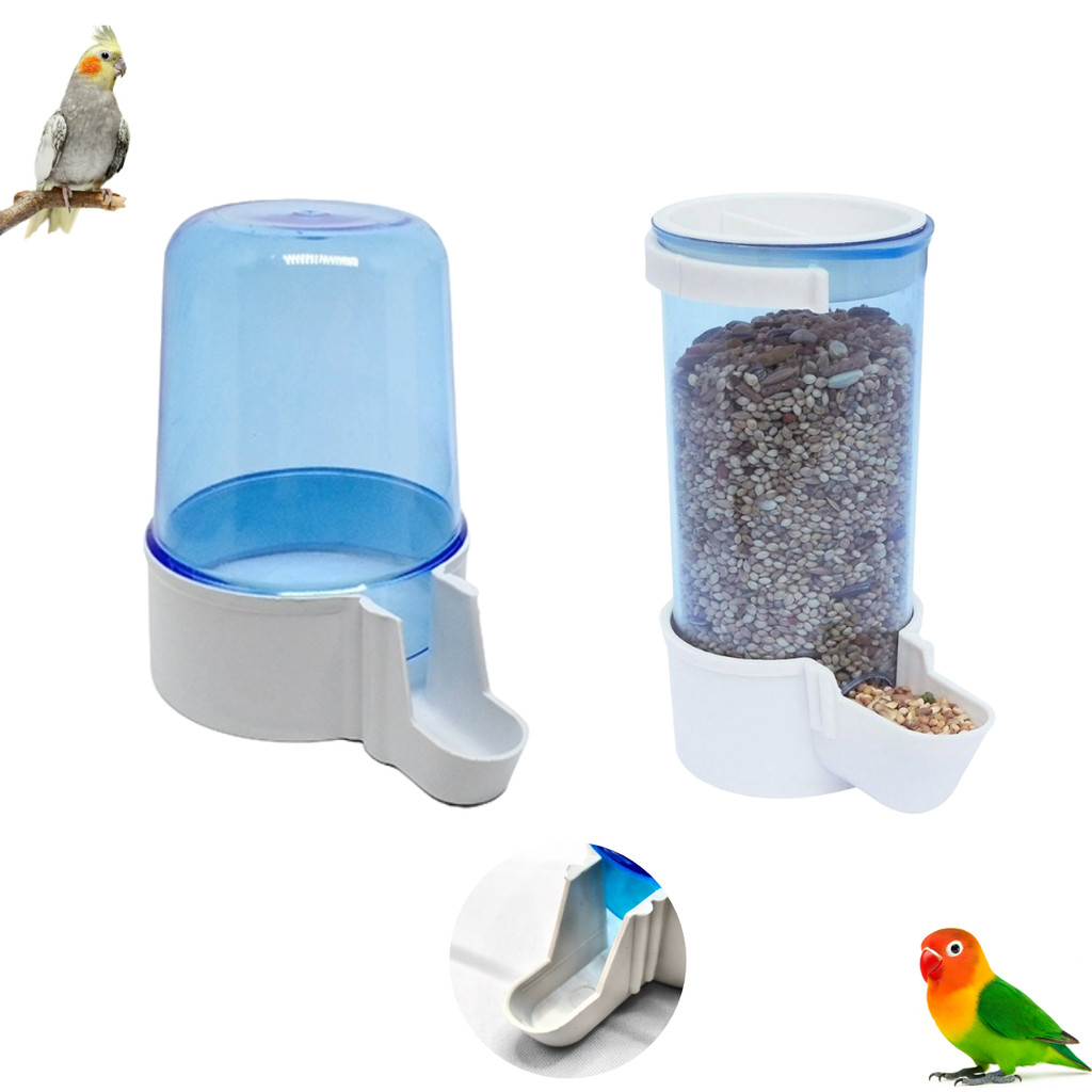 Kit 1 Comedouro Automatico Italiano 220ml + 1 Bebedouro Automatico 300ml Malha Larga- Passaros em Geral