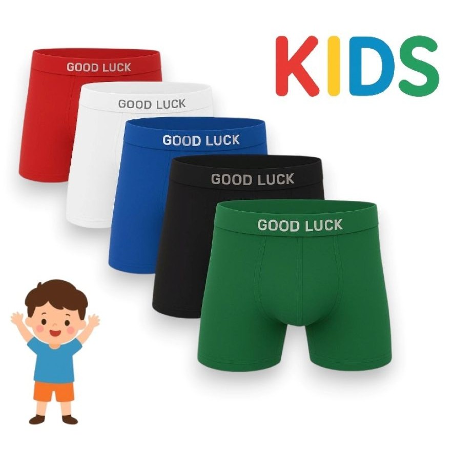 Kit 5 Cuecas Box Cueca Boxer Infantil Microfibra liso CORES SORTIDAS/ALEATÓRIA