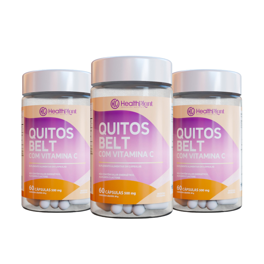 Suplemento Alimentar em cápsulas Quitos Belt com Vitamina C Colágeno Hidrolisado Quitosana