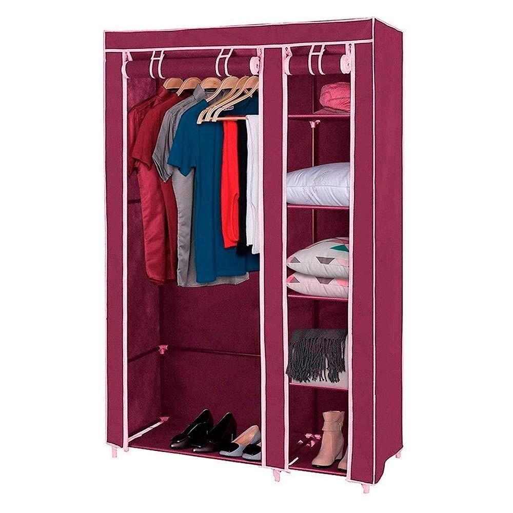 ORGANIZADOR DUPLO CABIDEIRO PORTATIL ARARA 4 PRATELEIRAS SAPATEIRA VIAGEM VERMELHO